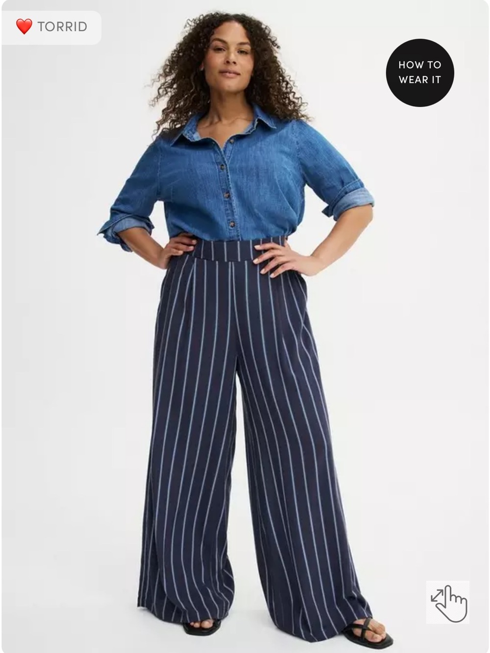 torrid Navy Vertical-Stripe Wide Leg Pants